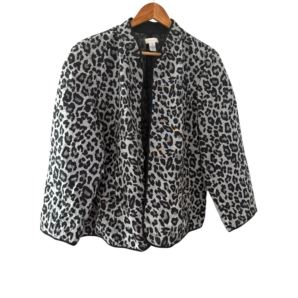 Chicos Reversible Light Jacket Size Large Gray Bl… - image 2